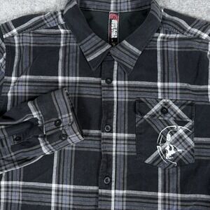 VTG Y2K‎ Metal Mulisha Shirt Men's XL Black Plaid Long Sleeve Button Up Flannel